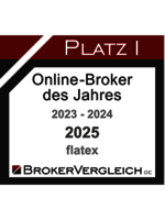 Auszeichnung - BrokerVergleich.de flatex ist Online-Broker des Jahres 2025