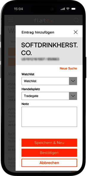 Werte zur Watchlist hinzufügen