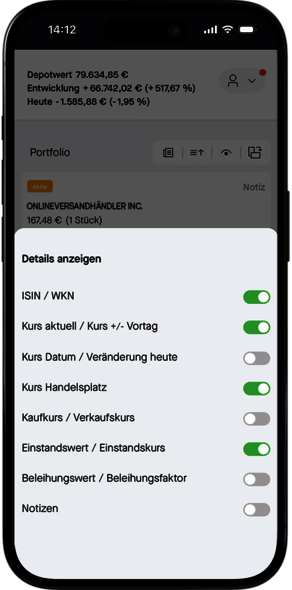 Sie entscheiden, welche Details Sie sehen möchten